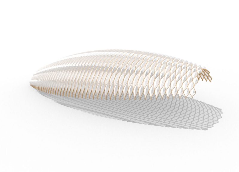 A half-cone volume is extracted, reoriented, and scaled to respond to site and program. The modular seed is then aggregated vertically forming the Research Centre.