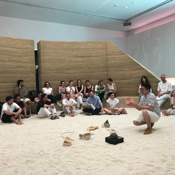 A collaborative workshop at the Australian Pavilion, connecting students from six universities across Australia, Italy, and the UK through shared dialogue.